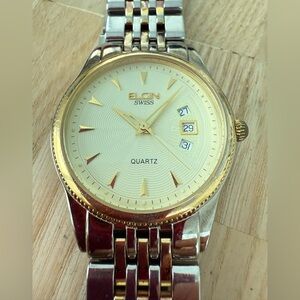 Elgin Swiss men’s two toned classic watch NEW BATTERY
